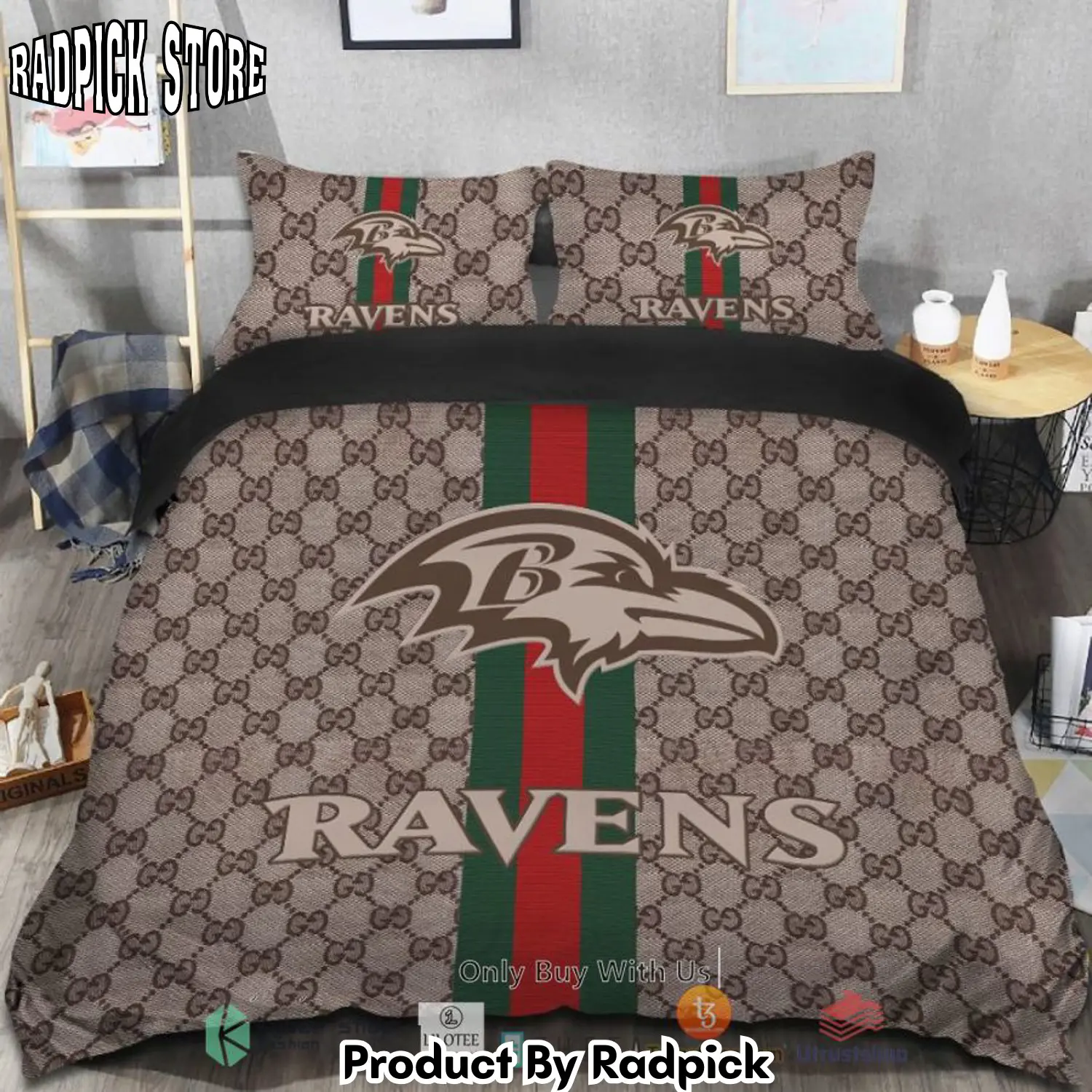 Radpick best gucci baltimore ravens bedding set rp3278323